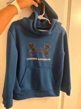 Under Armour Boys' Blue Hooded Performance Sweatshirt with Logo